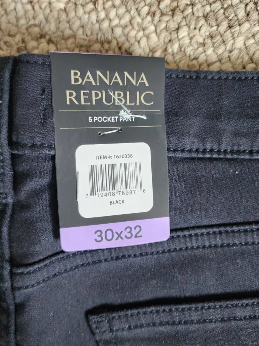 NWT Banana Republic Men's 5 Pocket Black Pants Size 32x30